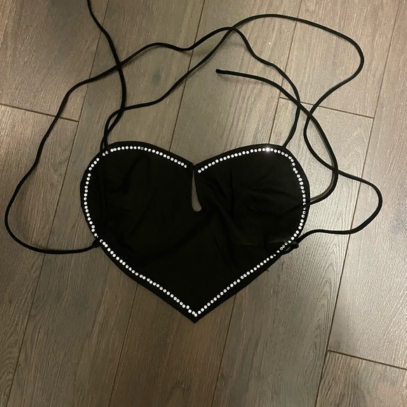 Rhinestone Cut Out Lace Up Backless Cami Top - Picture 2 of 5